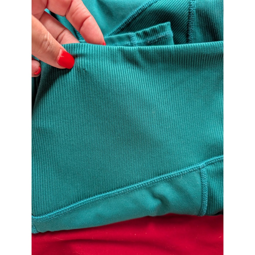 Xersion Womens Ankle Leggings Teal Green High Waist Ribbed Pockets Size 7/8 - Picture 6 of 9